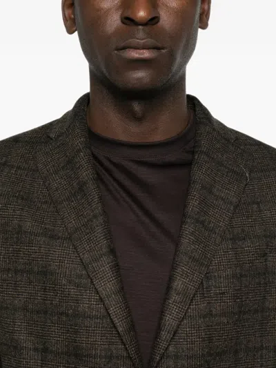 Boglioli Check-pattern Wool Jacket In Brown