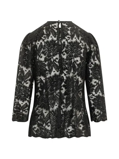 Le Sully Studio Floral-lace Blouse In Black