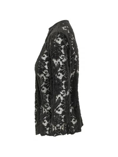Le Sully Studio Floral-lace Blouse In Black