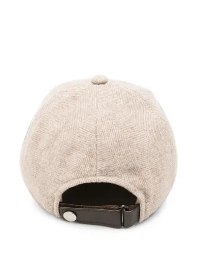 Jacob Cohen Herringbone-pattern Embroidered-logo Baseball Cap In Neutral