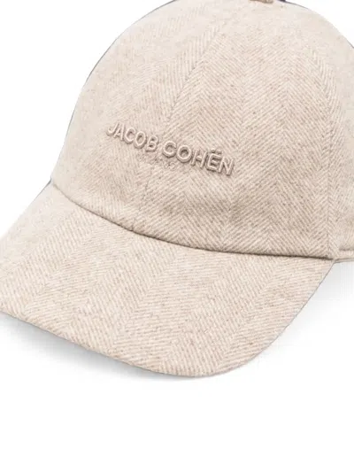 Jacob Cohen Herringbone-pattern Embroidered-logo Baseball Cap In Neutral