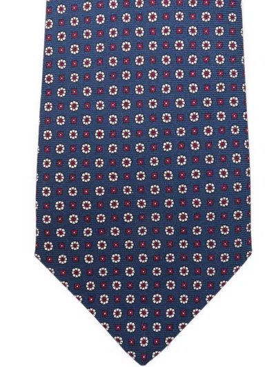 Kiton Geometric-pattern Tie In Blue