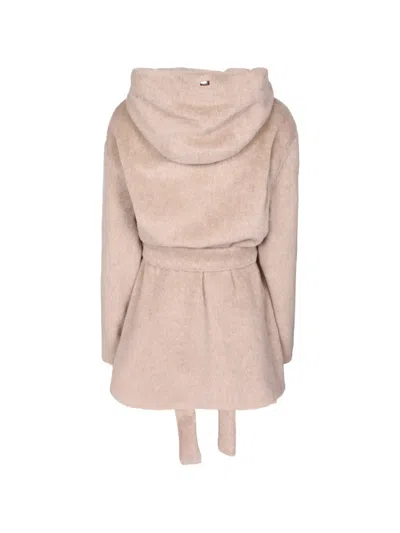 Herno Hooded Belted Coat In Multi