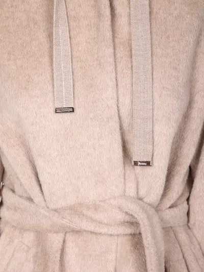 Herno Hooded Belted Coat In Multi