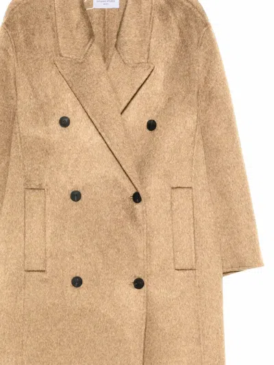 The Dynamis Studio Double-breasted Notched-lapels Coat In Neutral
