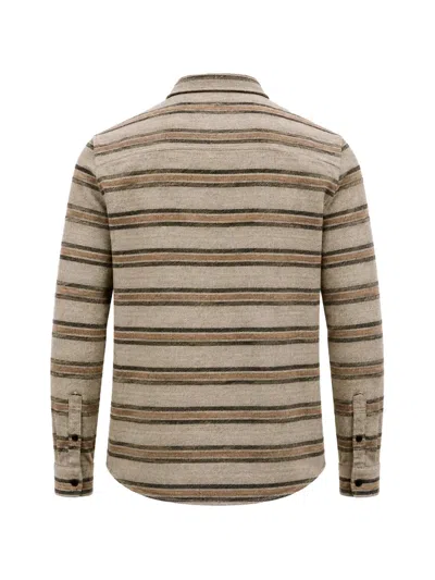 Faherty Legend Horizontal-stripe Overshirt In Brown