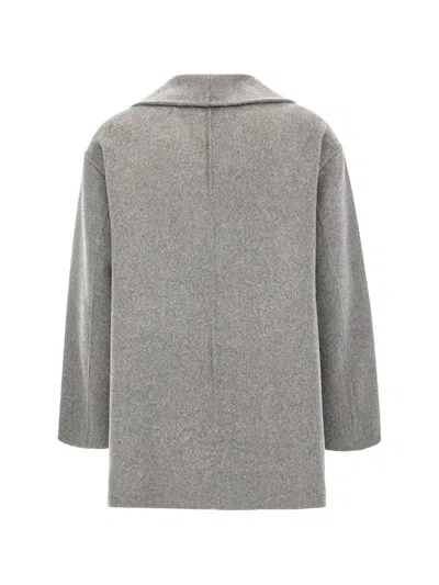 The Dynamis Studio Double-breasted Shawl-lapel Coat In Gray