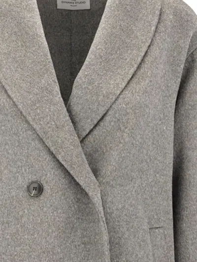 The Dynamis Studio Double-breasted Shawl-lapel Coat In Gray