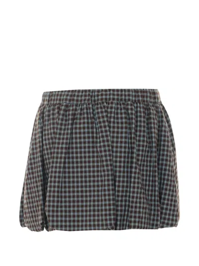 Eleh Check-pattern Balloon-motif Mini Skort In Multi