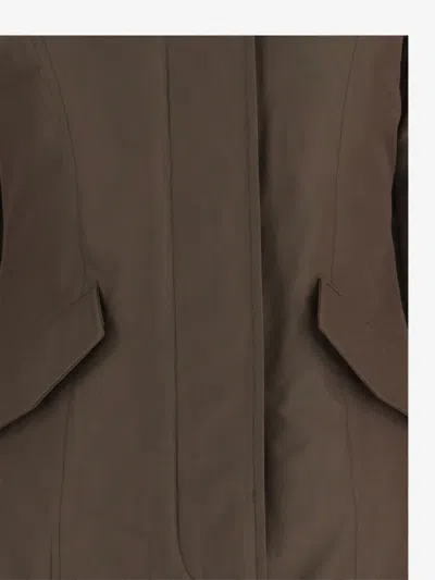 Woolrich Pinecone Hooded Logo Detail Cotton-blend Jacket In Brown