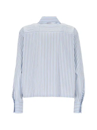 Marella Striped Drawstring Shirt In Blue