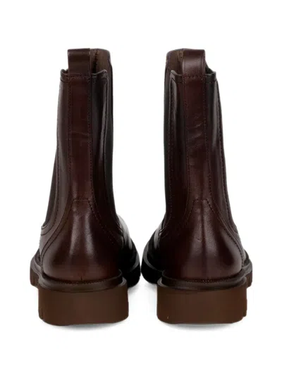 Status Elasticated-panel Leather Chelsea Boots In Brown