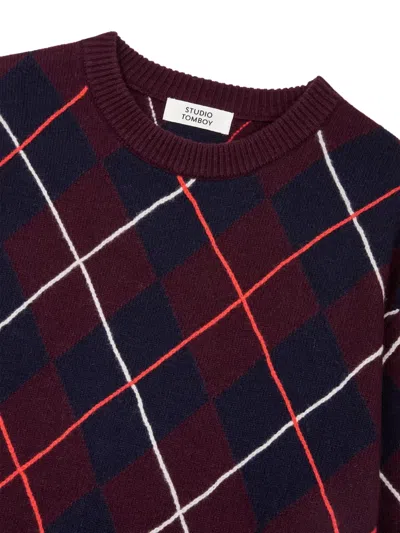 Tomboy Argyle-pattern Sweater In Brown