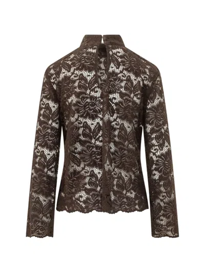 Le Sully Studio Floral-lace High-neck Blouse In Multi