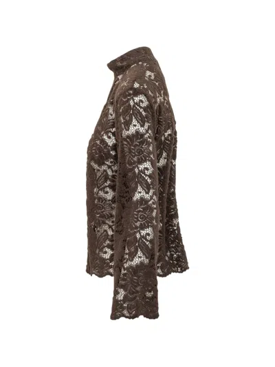 Le Sully Studio Floral-lace High-neck Blouse In Multi