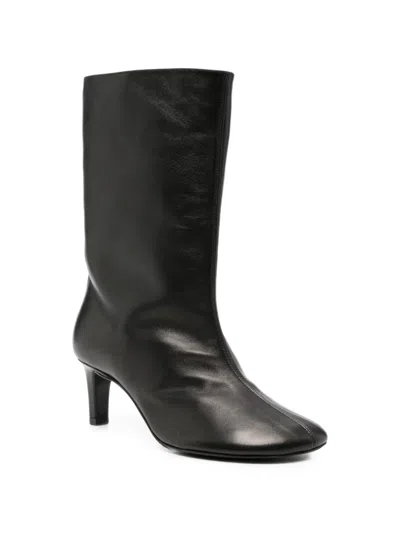Plan C Pointed-toe Leather Boots In Black
