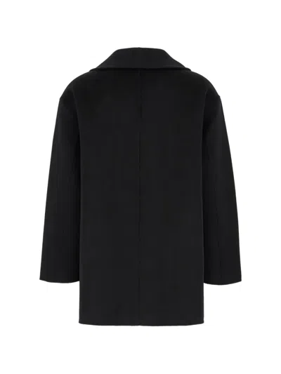 The Dynamis Studio Double-breasted Wool Coat In Black