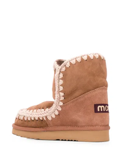 Mou Contrast-stitch Ankle Boots In Brown