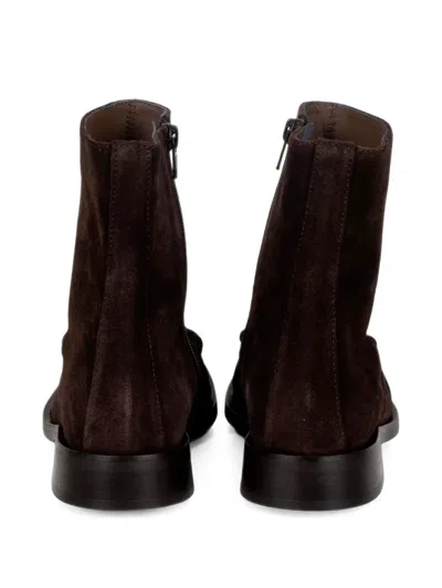 Status Ruched Suede Ankle Boots In Brown
