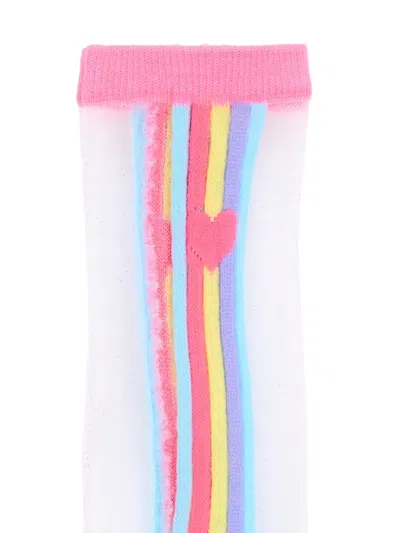 Billieblush Heart-motif Striped Socks In Multi