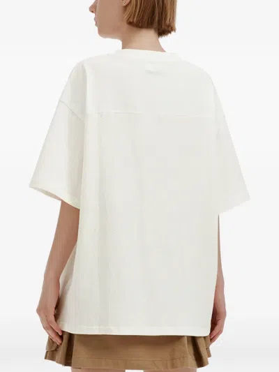 Izzue Logo-embossed Mesh-panel T-shirt In White