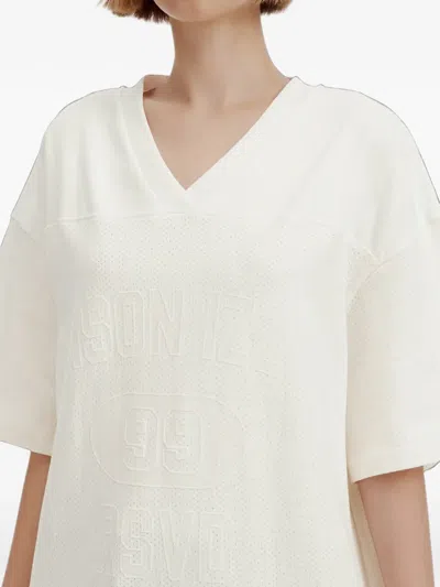 Izzue Logo-embossed Mesh-panel T-shirt In White