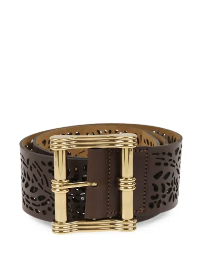 Etro Laser-cut Leather Belt In Brown