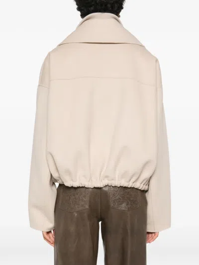 Sportmax Pure Wool Bomber Jacket With Removable Front Insert In Brown