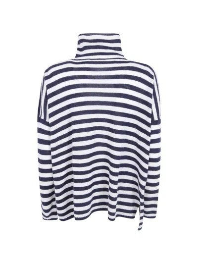 Base Striped Roll-neck Sweater In Blue