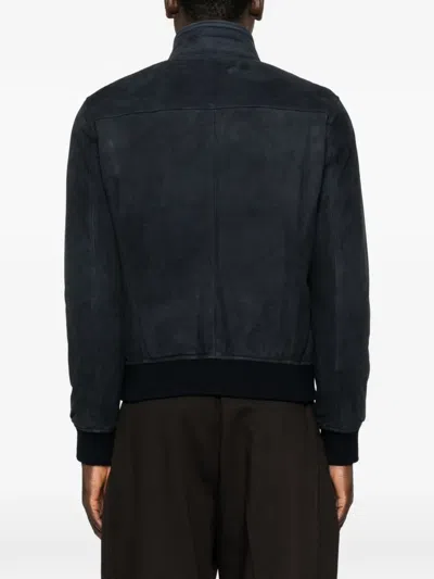 Stewart Suede Bomber Jacket In Blue