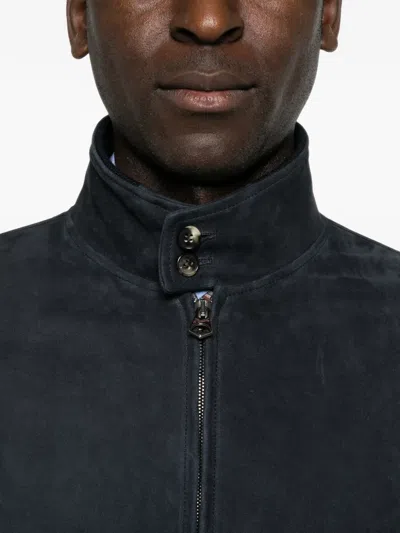 Stewart Suede Bomber Jacket In Blue