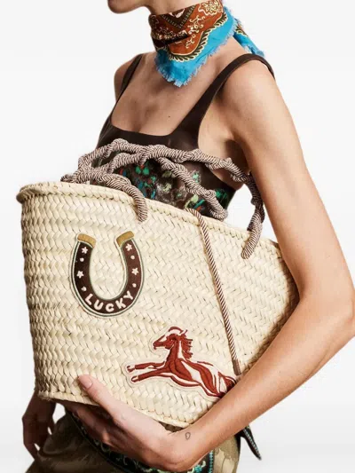Alemais Ace Midi Macrame Basket In Neutral