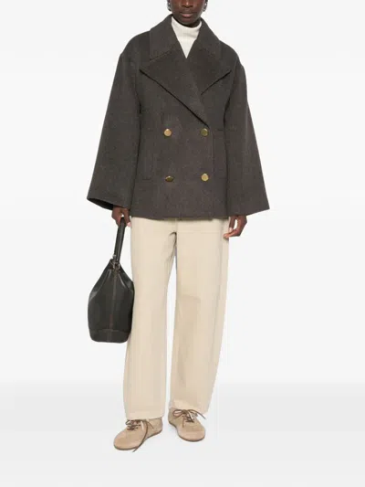 P.a.r.o.s.h Notch-lapel Double-breasted Coat In Brown