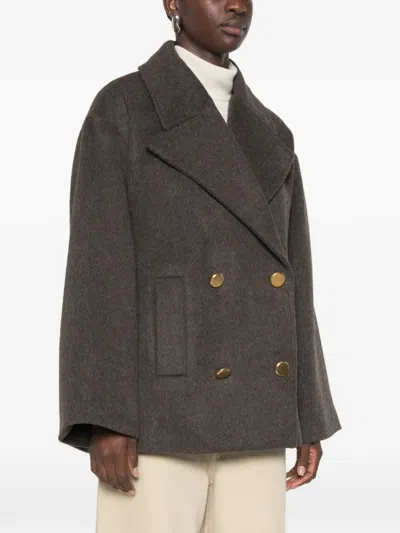 P.a.r.o.s.h Notch-lapel Double-breasted Coat In Brown