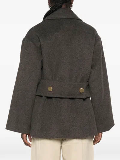 P.a.r.o.s.h Notch-lapel Double-breasted Coat In Brown