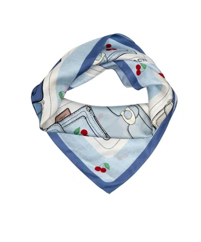 Coach Printed Silk Scarf In Light Blue