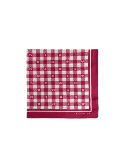 Coach Check-print Silk Scarf In Pink
