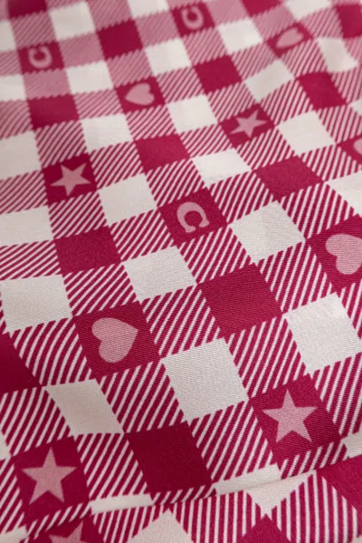 Coach Check-print Silk Scarf In Pink