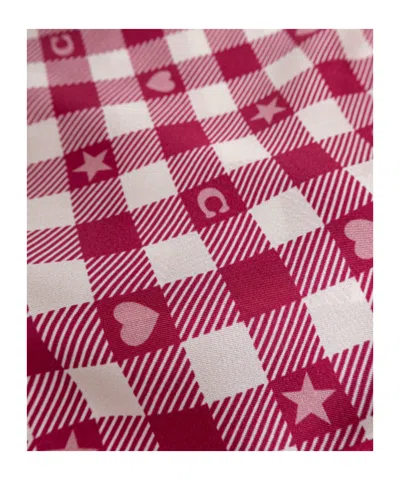 Coach Monogram Frayed Scarf In Pink