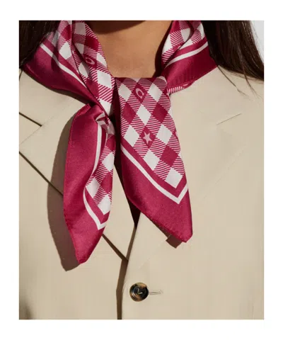 Coach Monogram Frayed Scarf In Pink