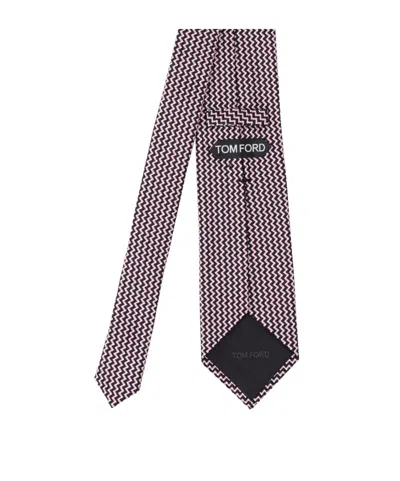 Tom Ford Chevron-pattern Silk Tie In Pink