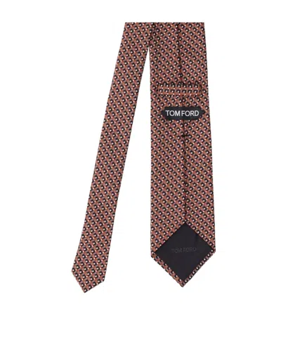 Tom Ford Geometric-pattern Silk Tie In Brown