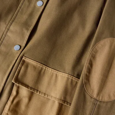 Ganni Oversized Cotton Utility Jacket In Brown