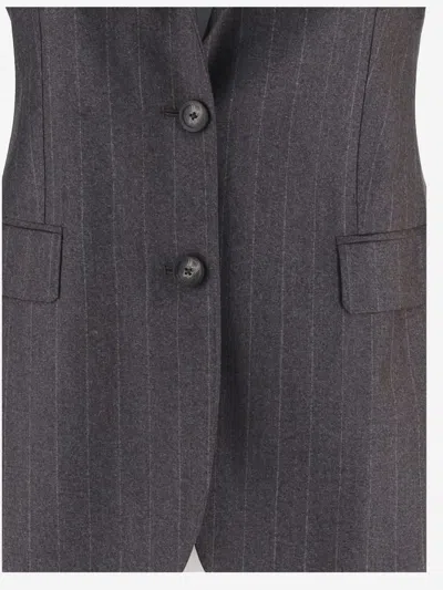 Tagliatore Structured Wool Jacket With Subtle Striped Pattern In Multi