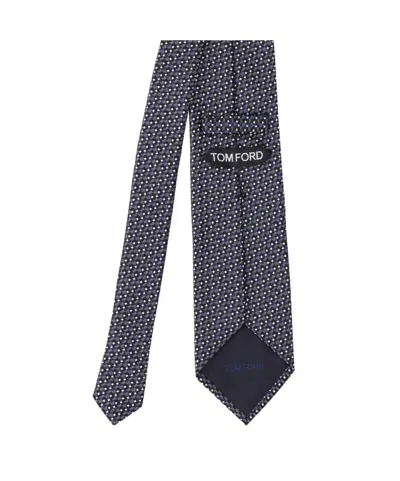 Tom Ford Geometric-pattern Silk Tie In Blue