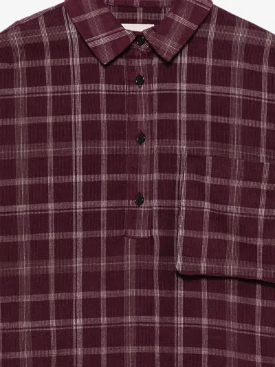Douuod Check-pattern Dress In Burgundy