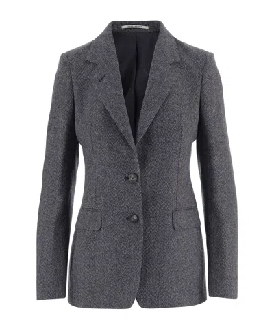Tagliatore Herringbone Pattern Wool And Cashmere Jacket In Gray