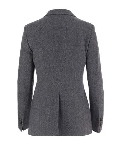 Tagliatore Herringbone Pattern Wool And Cashmere Jacket In Gray