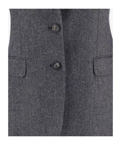 Tagliatore Herringbone Pattern Wool And Cashmere Jacket In Gray