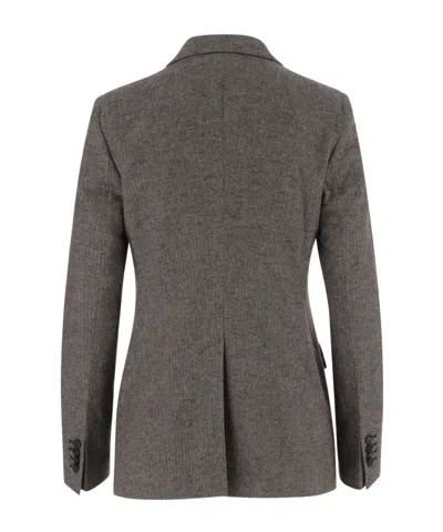 Tagliatore Houndstooth-pattern Single-breasted Blazer In Gray